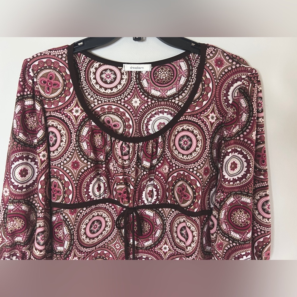 VINTAGE Y2K Babydoll Milkmaid Brown Burgundy Blouse Top Boho Retro Preppy Sz XL - Picture 4 of 11